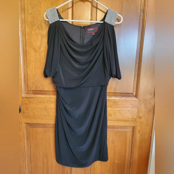 Scarlett Black Dress w Silver Accent Shoulders. Size 4. Wrinkle free. - Picture 1 of 5